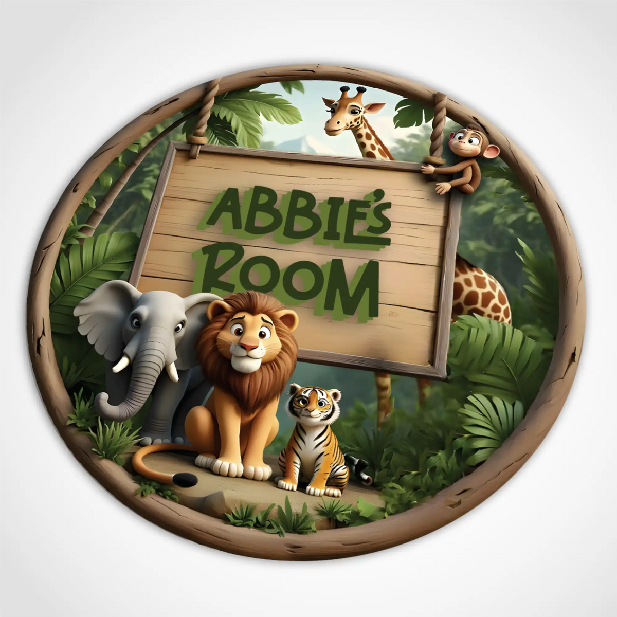 Personalised Jungle Theme Name Sign Family Crafts