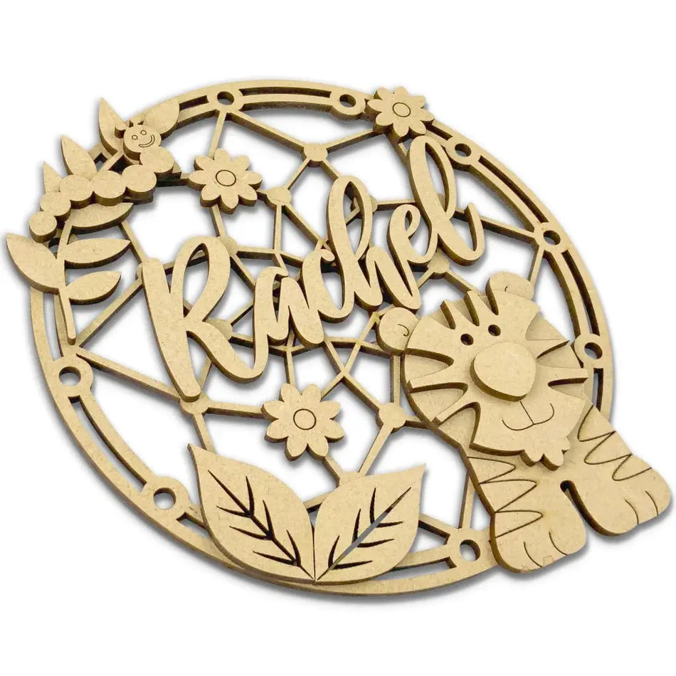 wooden dreamcatcher with tiger