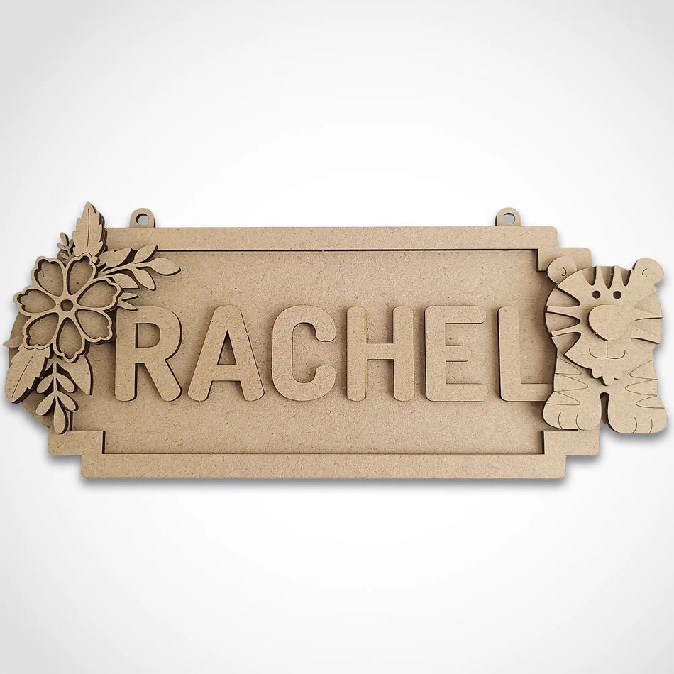 Personalised Tiger Jungle Themed Name Sign