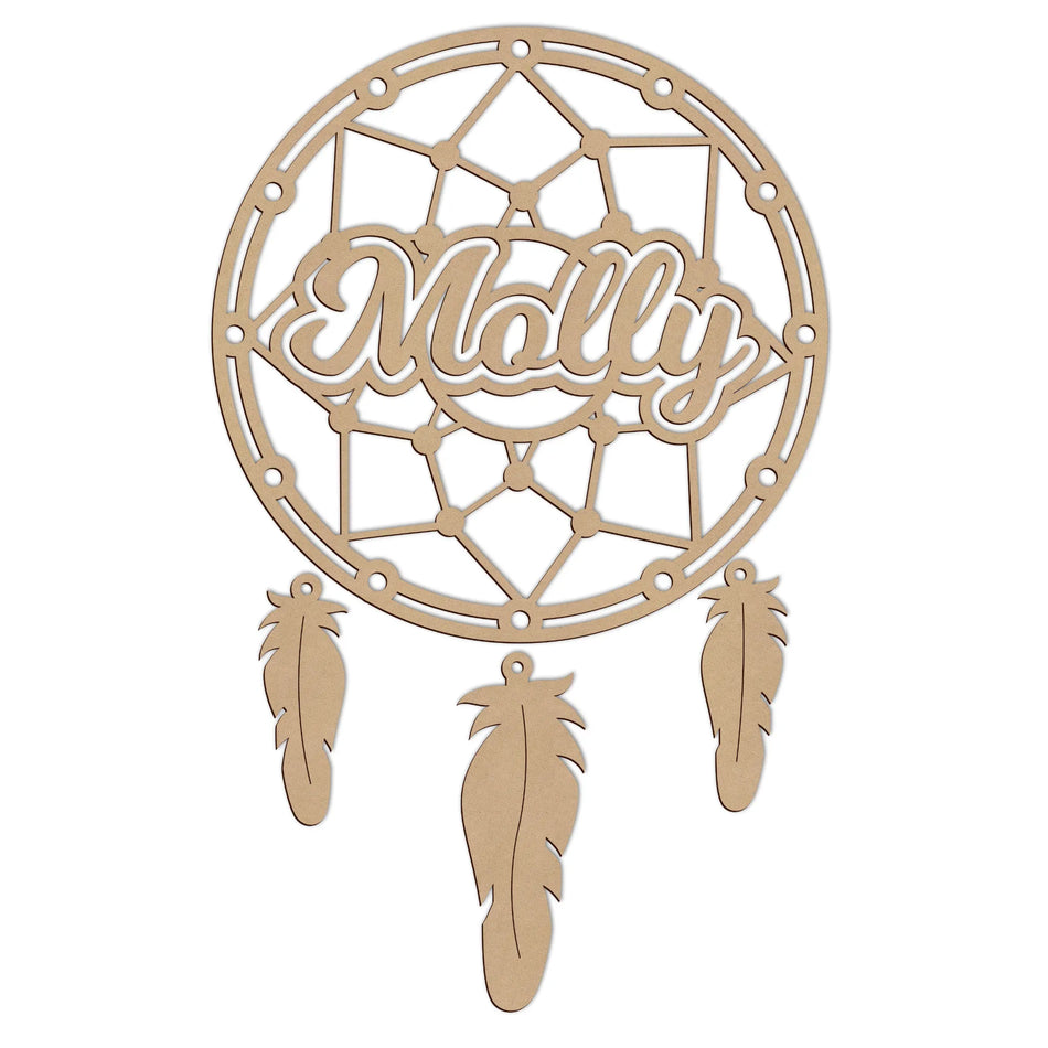 Personalised Wooden Dream Catcher Craft Kit | Customised Name Decor