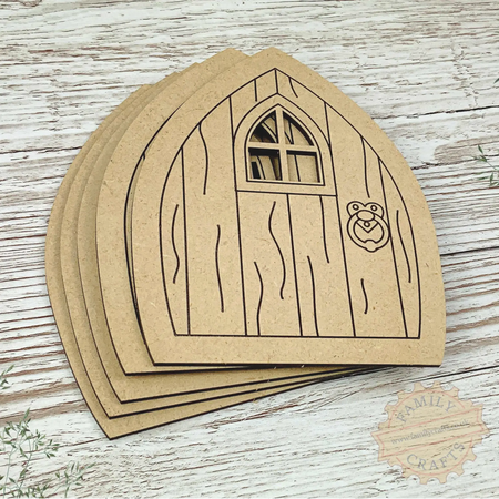 Pointed Miniature Fairy Door with Woodgrain