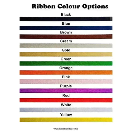 Color swatches of ribbon colour options