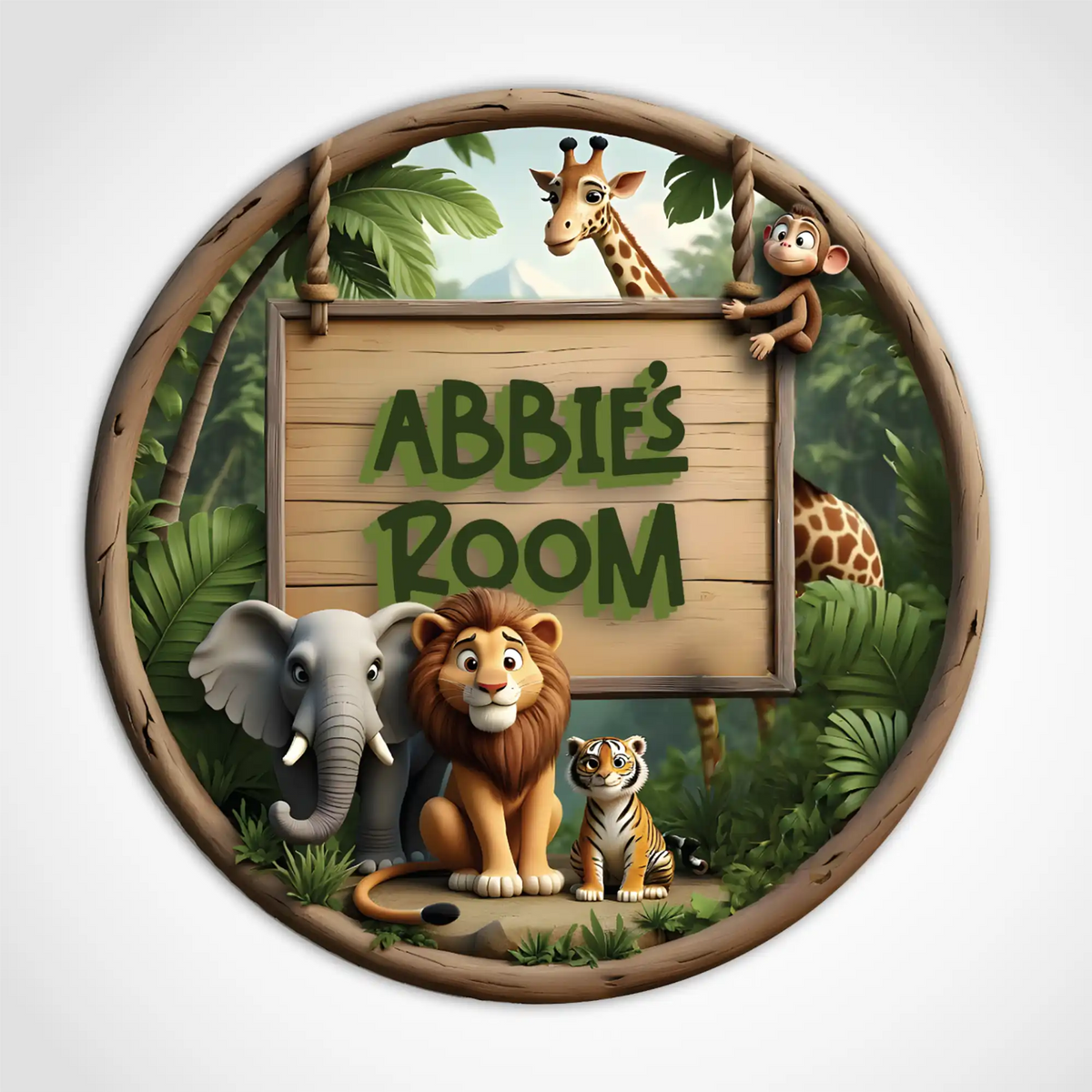 Personalised Jungle Theme Name Sign Family Crafts