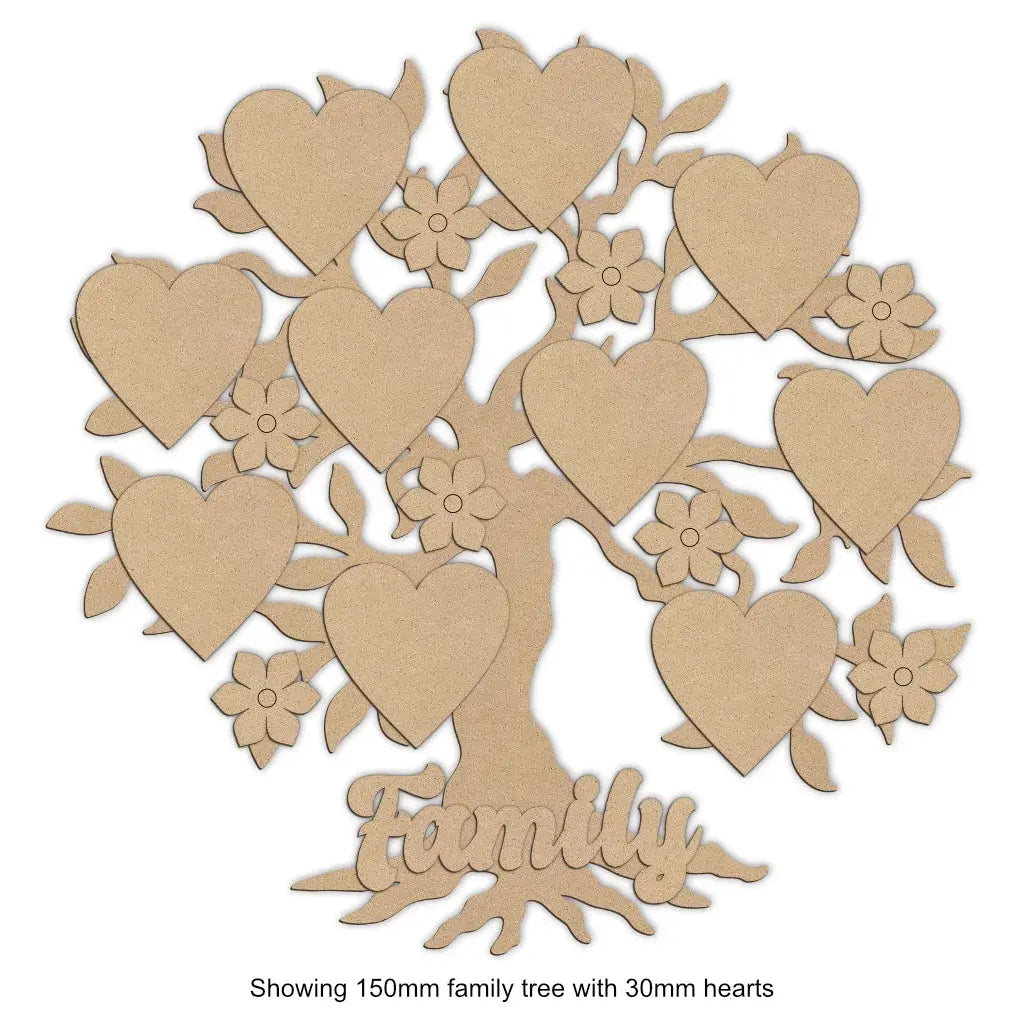 rustic family tree with heart and flowers