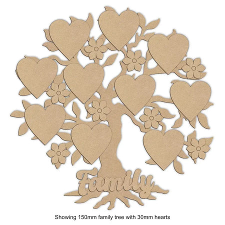 rustic family tree with heart and flowers