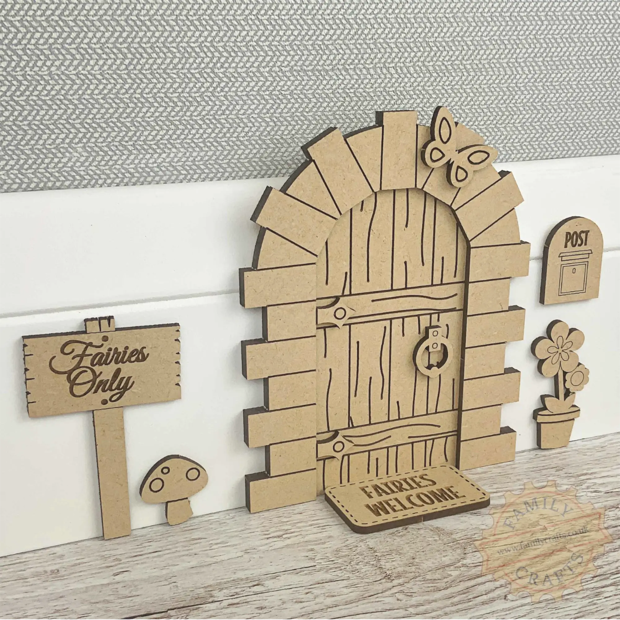 Sandstone Block Layered Fairy Door Craft Kit with Standard Accessories