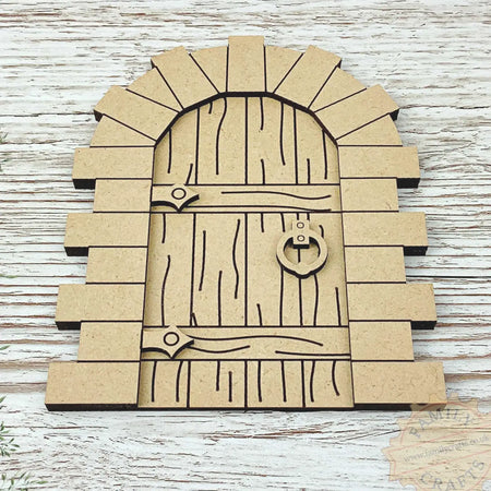 Sandstone Block Layered Fairy Door Kit with Woodgrain