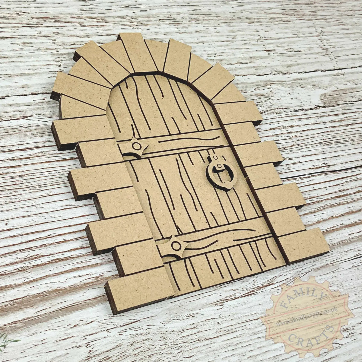 Sandstone Block Layered Fairy Door Craft Kit with Woodgrain