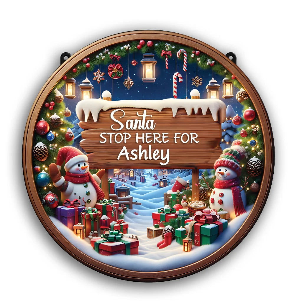 Personalised Santa Stop Here Sign Family Crafts