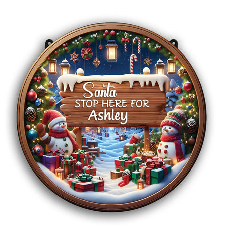 Personalised Santa Stop Here Sign Family Crafts