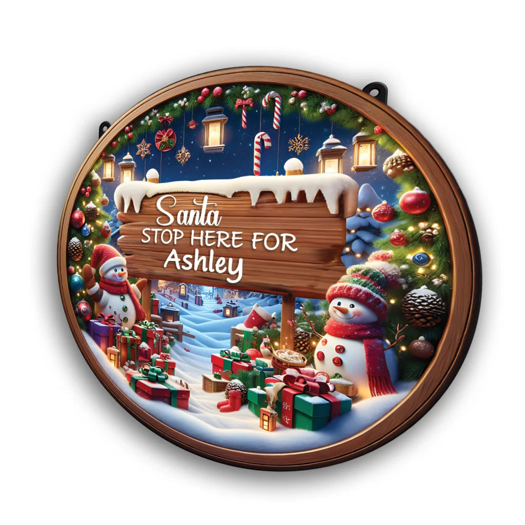 Personalised Santa Stop Here Sign Family Crafts