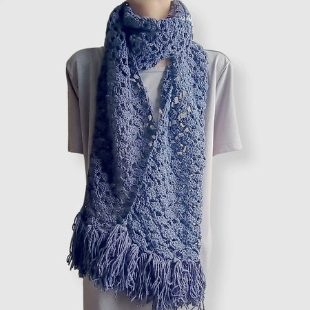 Crocheted Blue Scarf