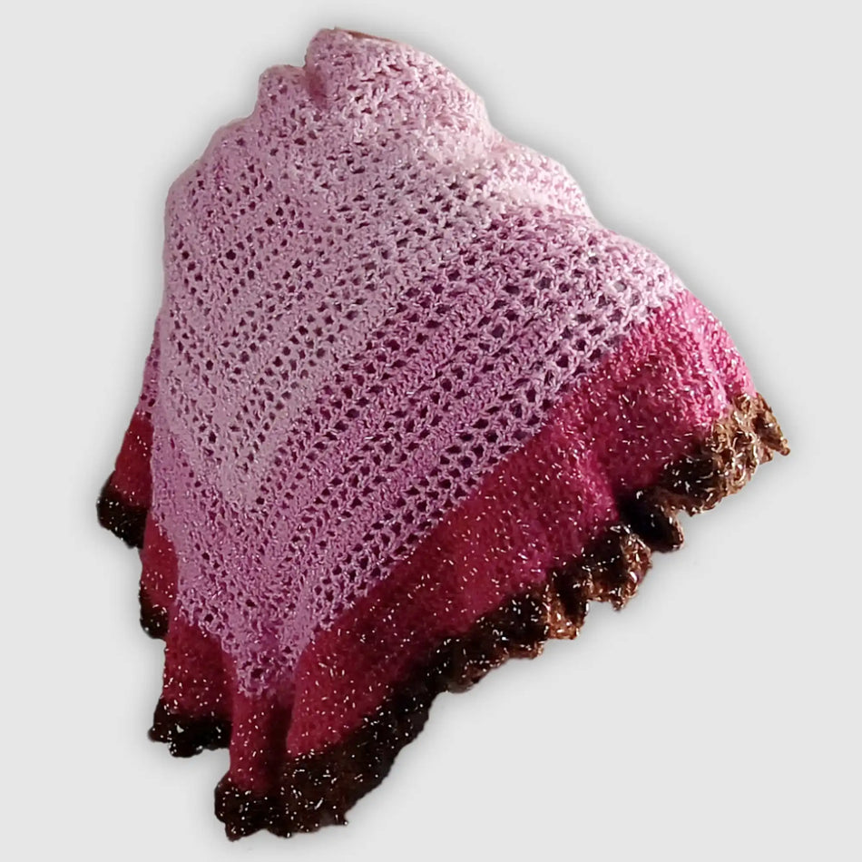 Crocheted Pink Glitter Shawl