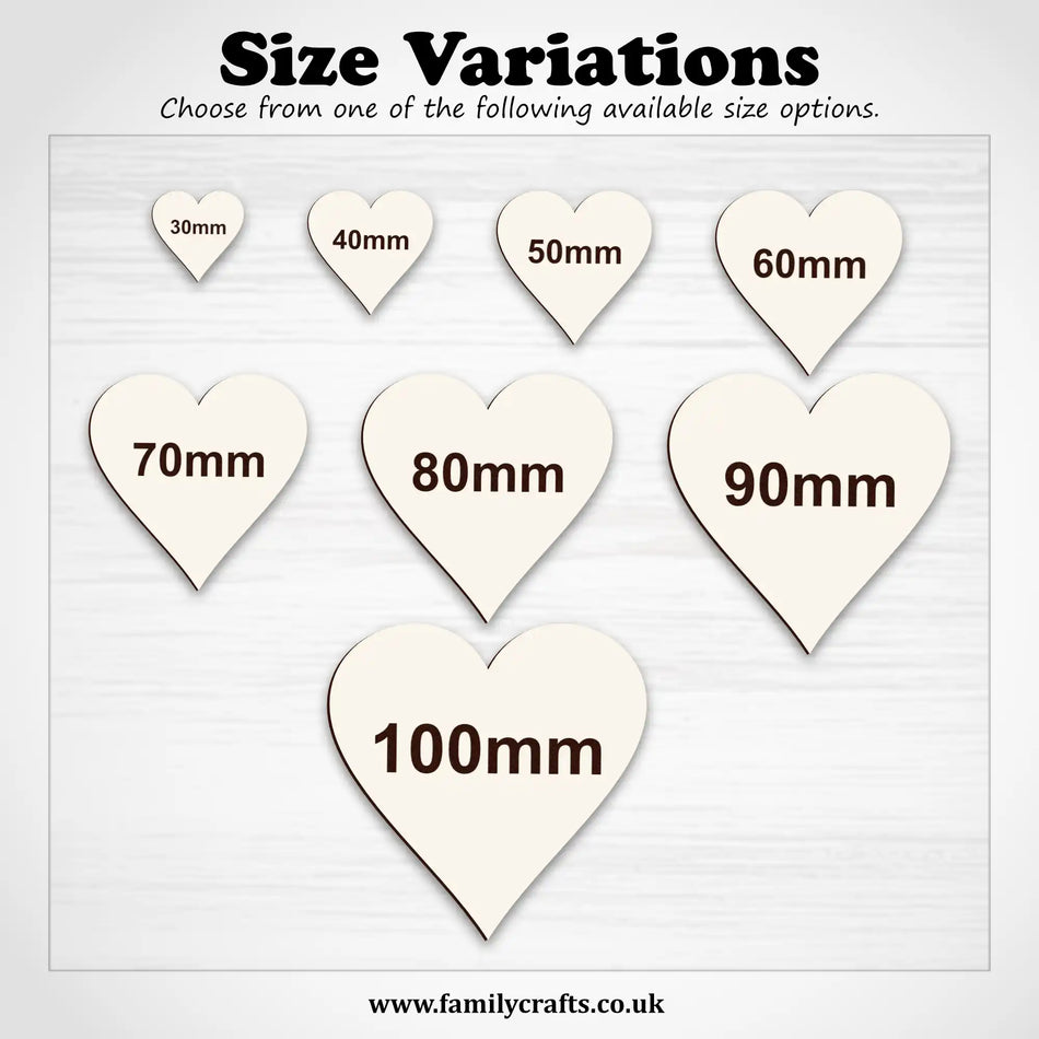 Engraved Wooden White MDF Hearts