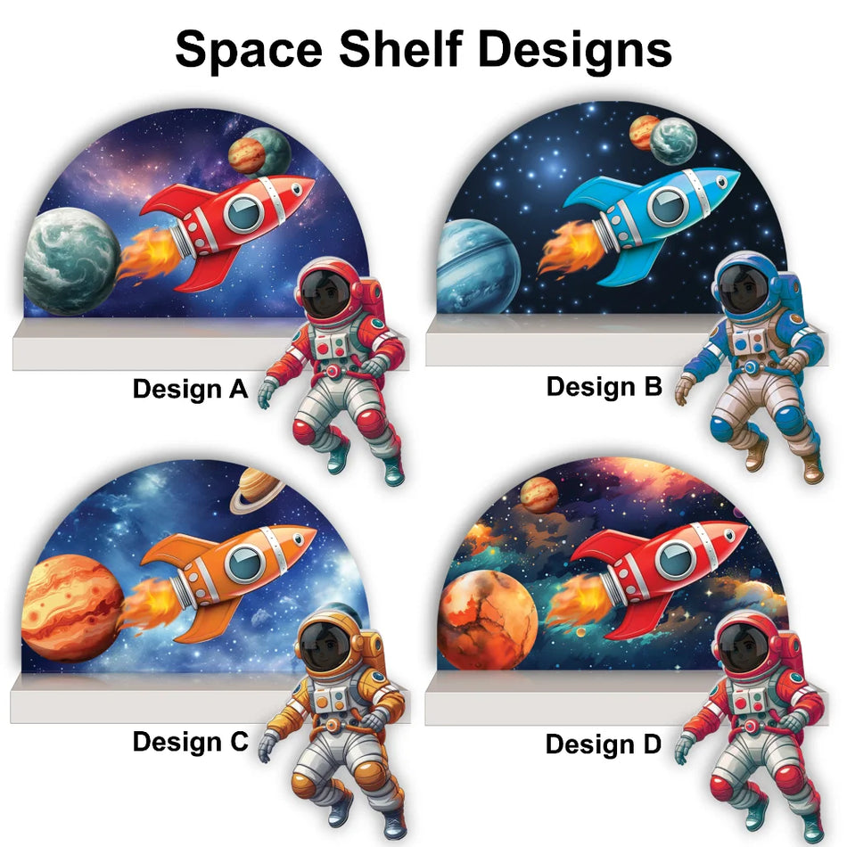 Stylish Space Themed Wooden Shelf