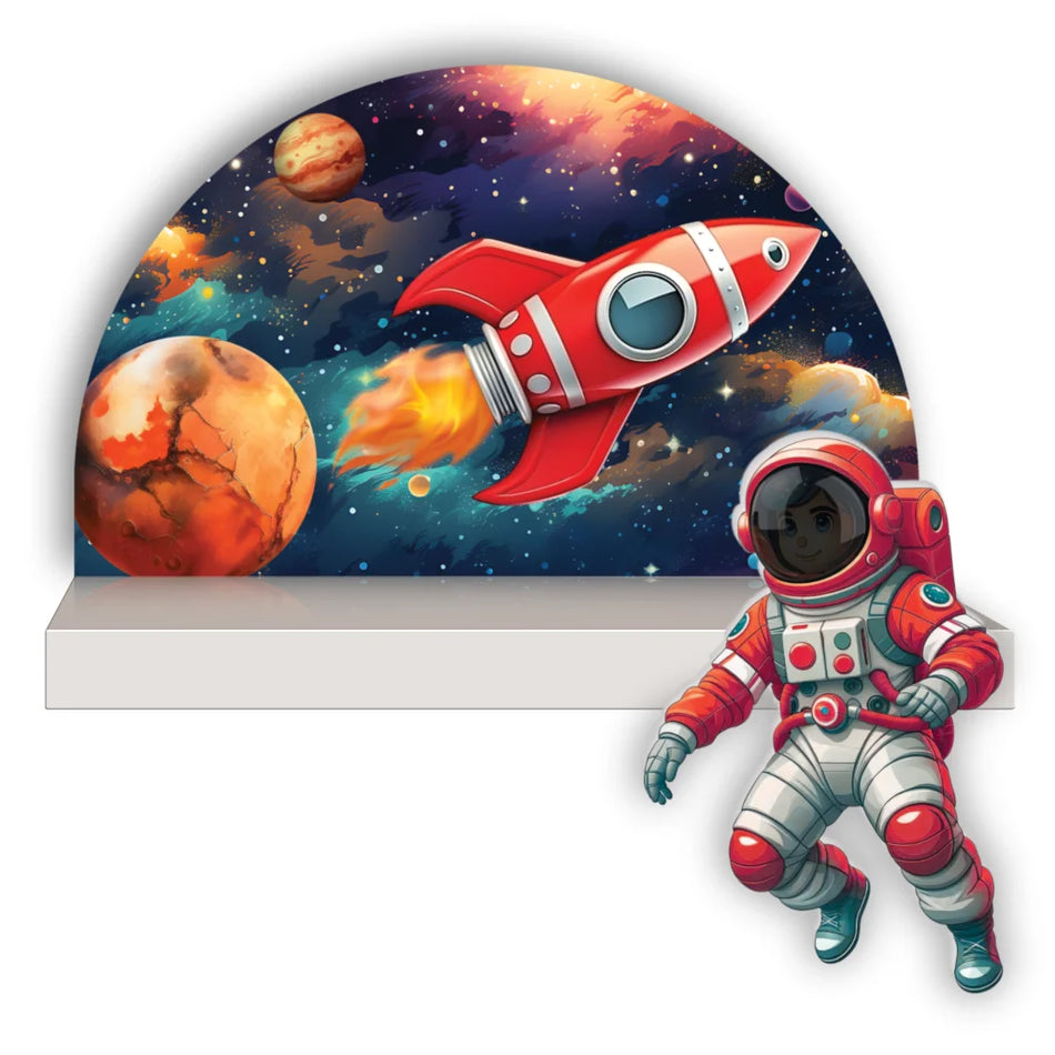 Stylish Space Themed Wooden Shelf