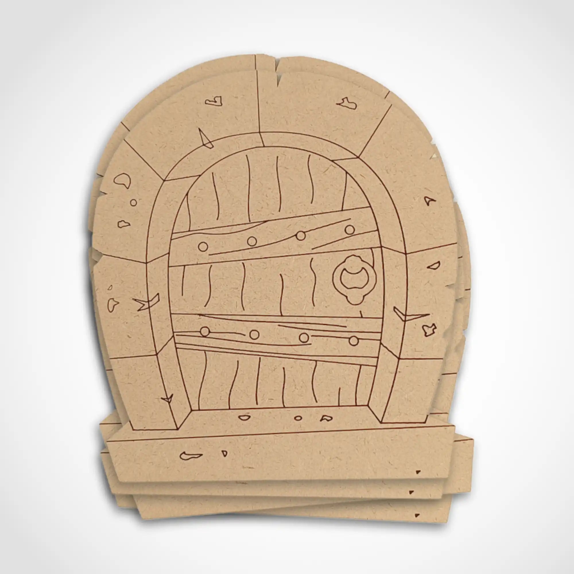 Stone Arch Fairy Door Bundle with Woodgrain