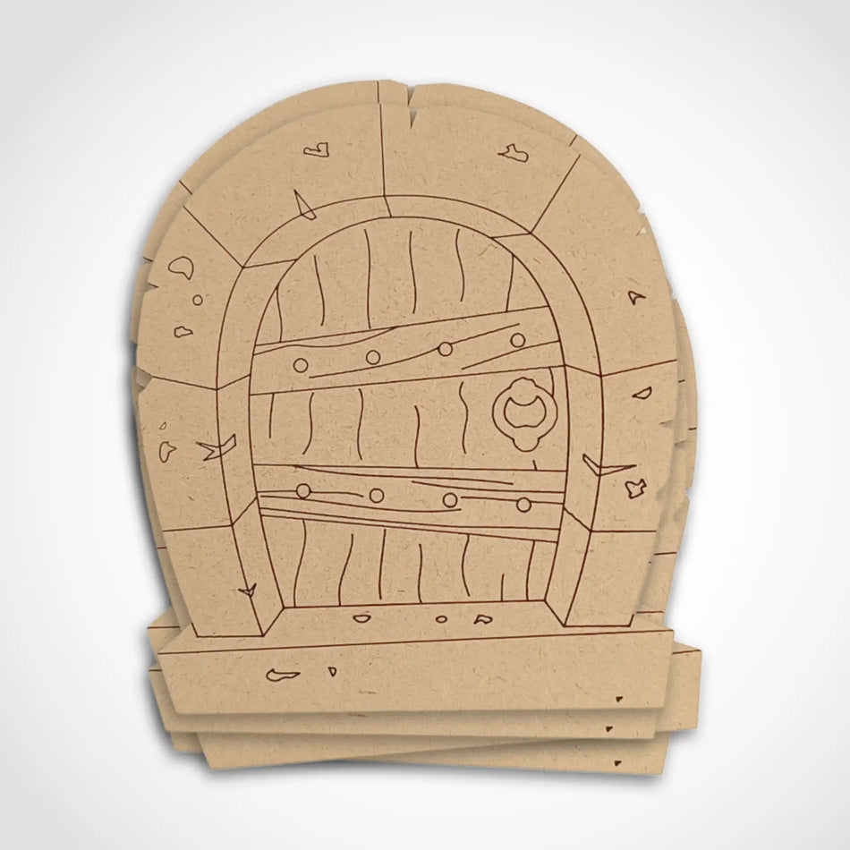 Stone Arch Fairy Door Bundle with Woodgrain