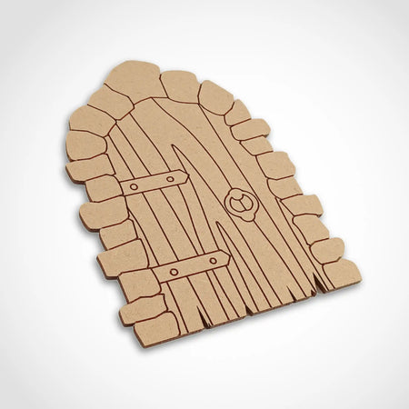 Stone Block Fairy Door with Woodgrain