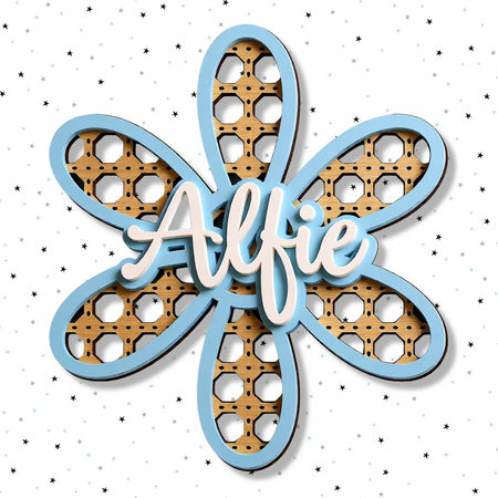 Sweet floral nursery name sign with custom acrylic lettering