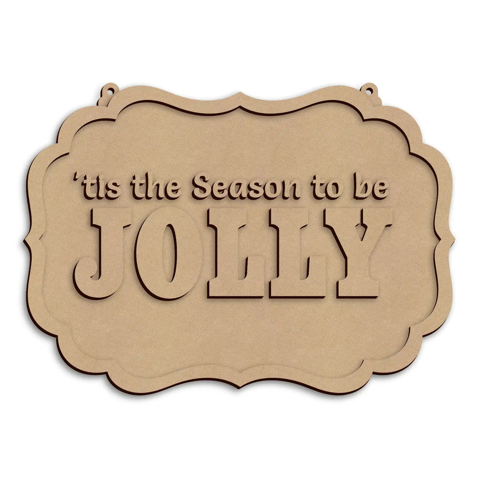 'Tis The Season Christmas Wall Plaque wooden festive decoration ready to paint and personalise.
