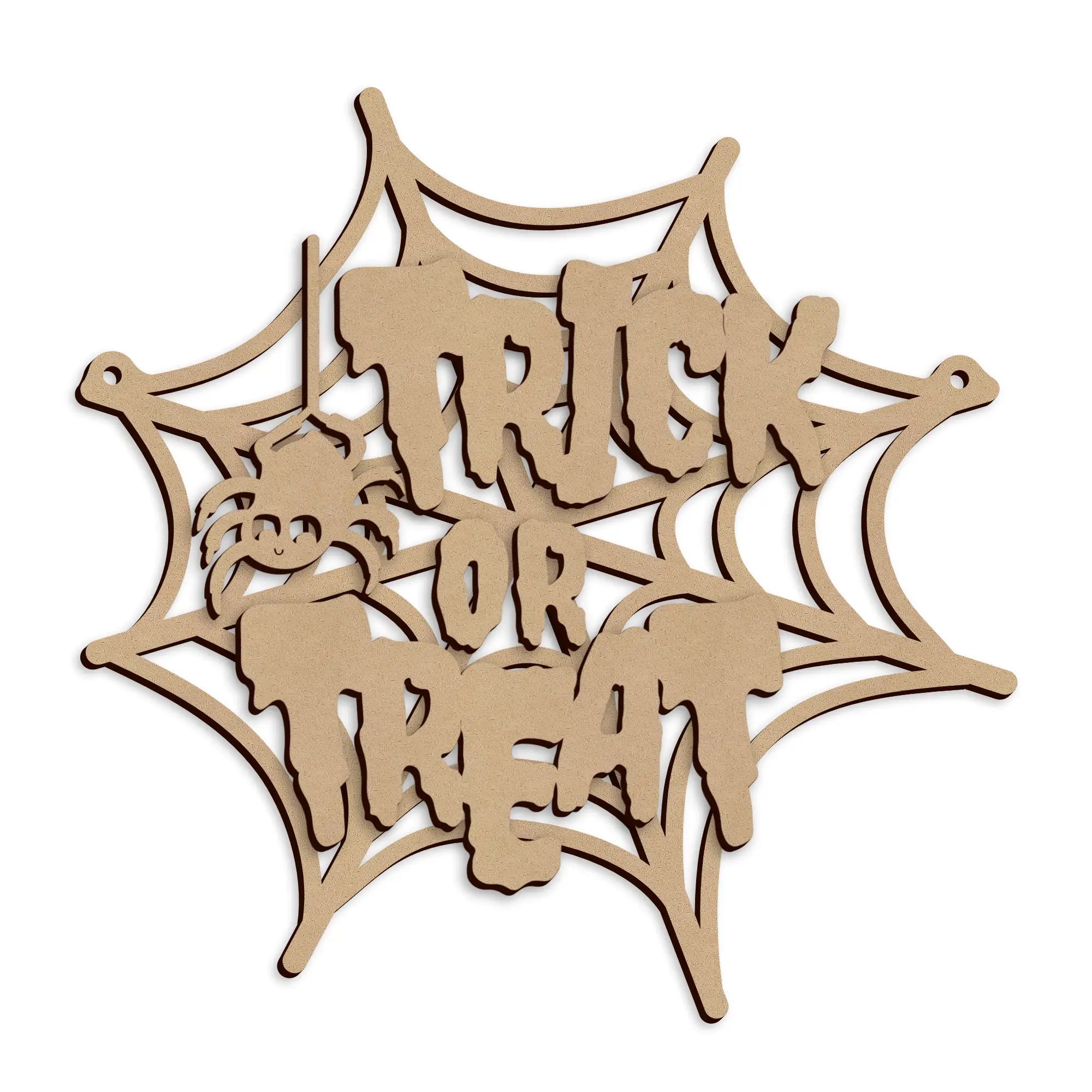 Laser cut Trick or Treat Halloween Wall Sign made from premium MDF.