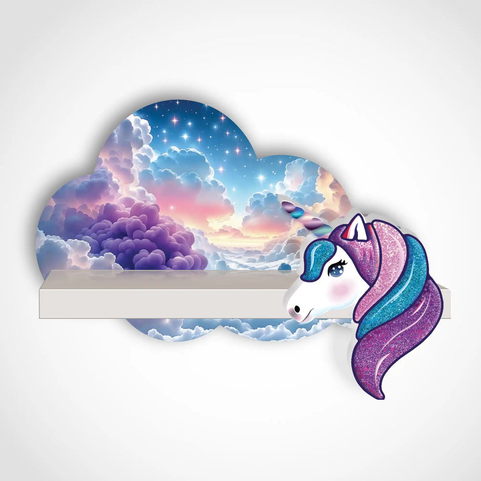 Magical Unicorn Themed Wooden Shelf