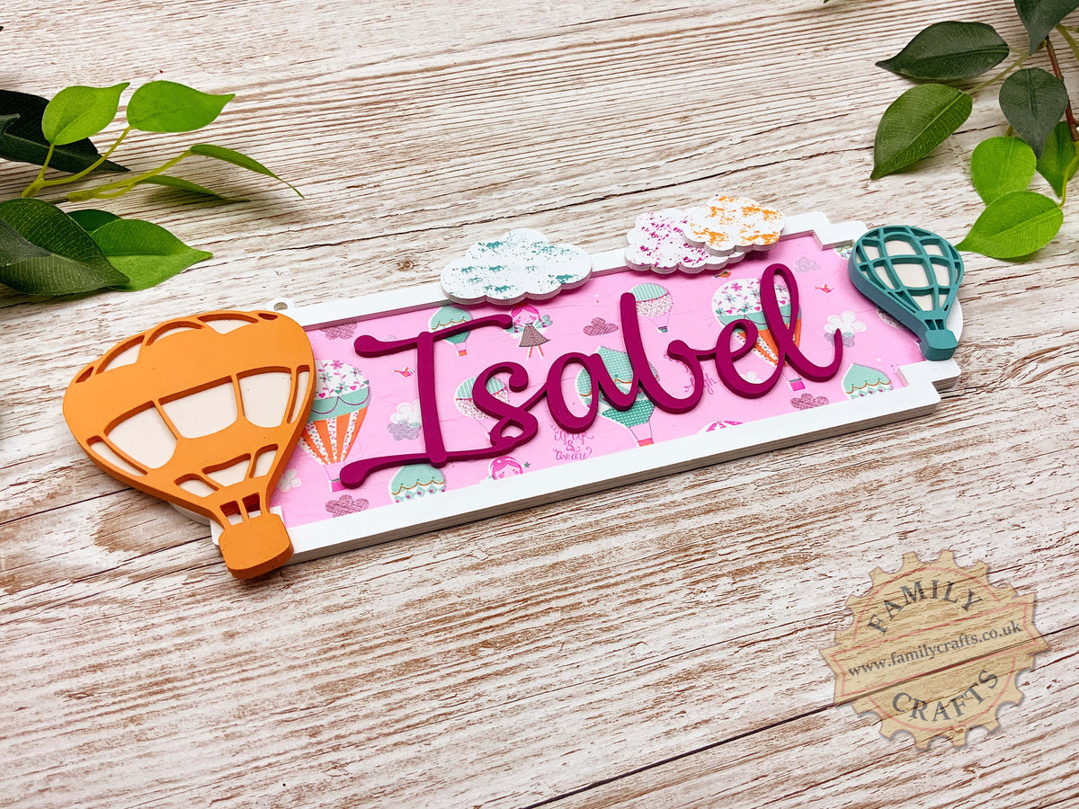 Hand Painted Hot Air Balloon Name Sign