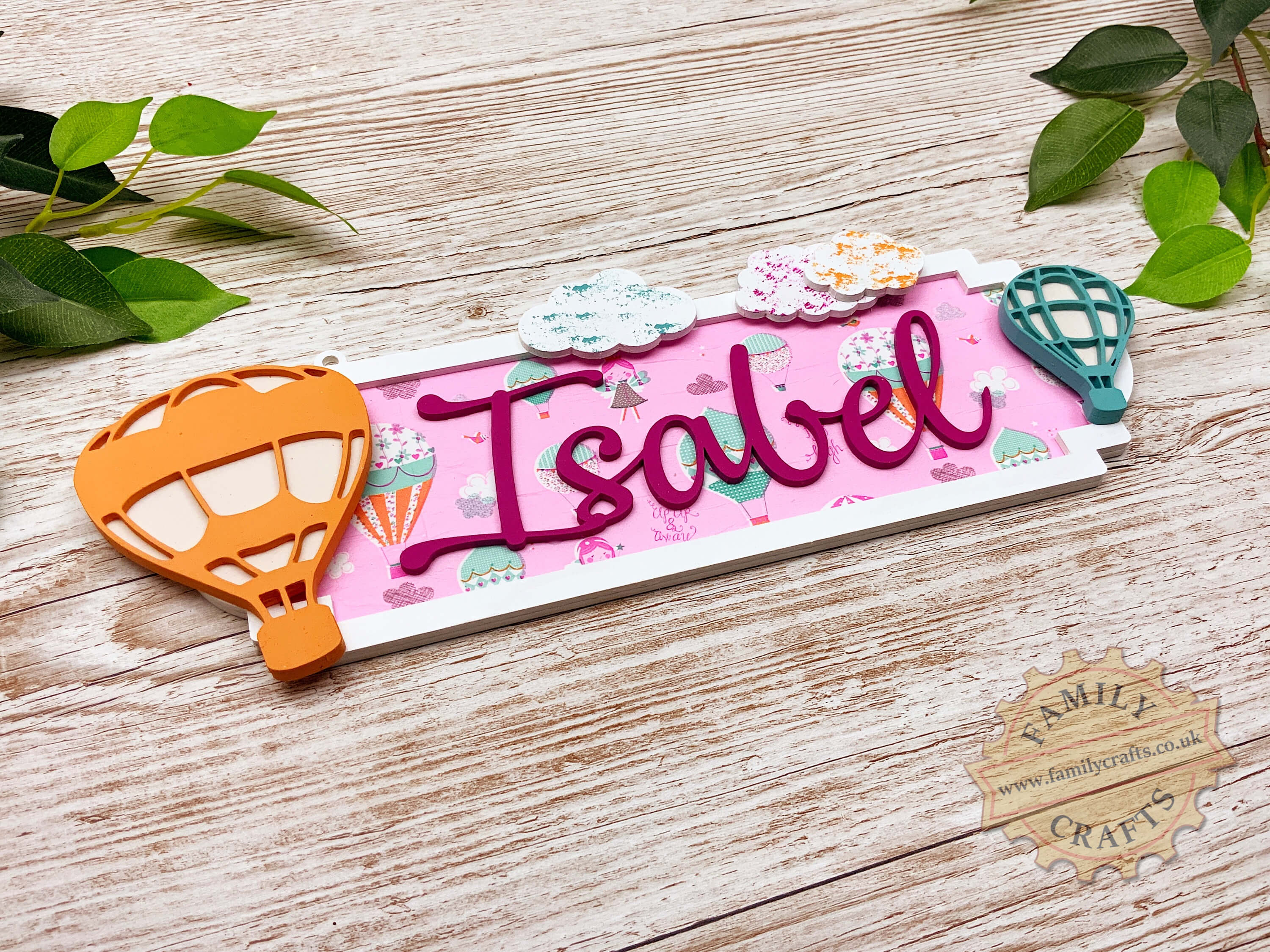 Hand Painted Hot Air Balloon Name Sign