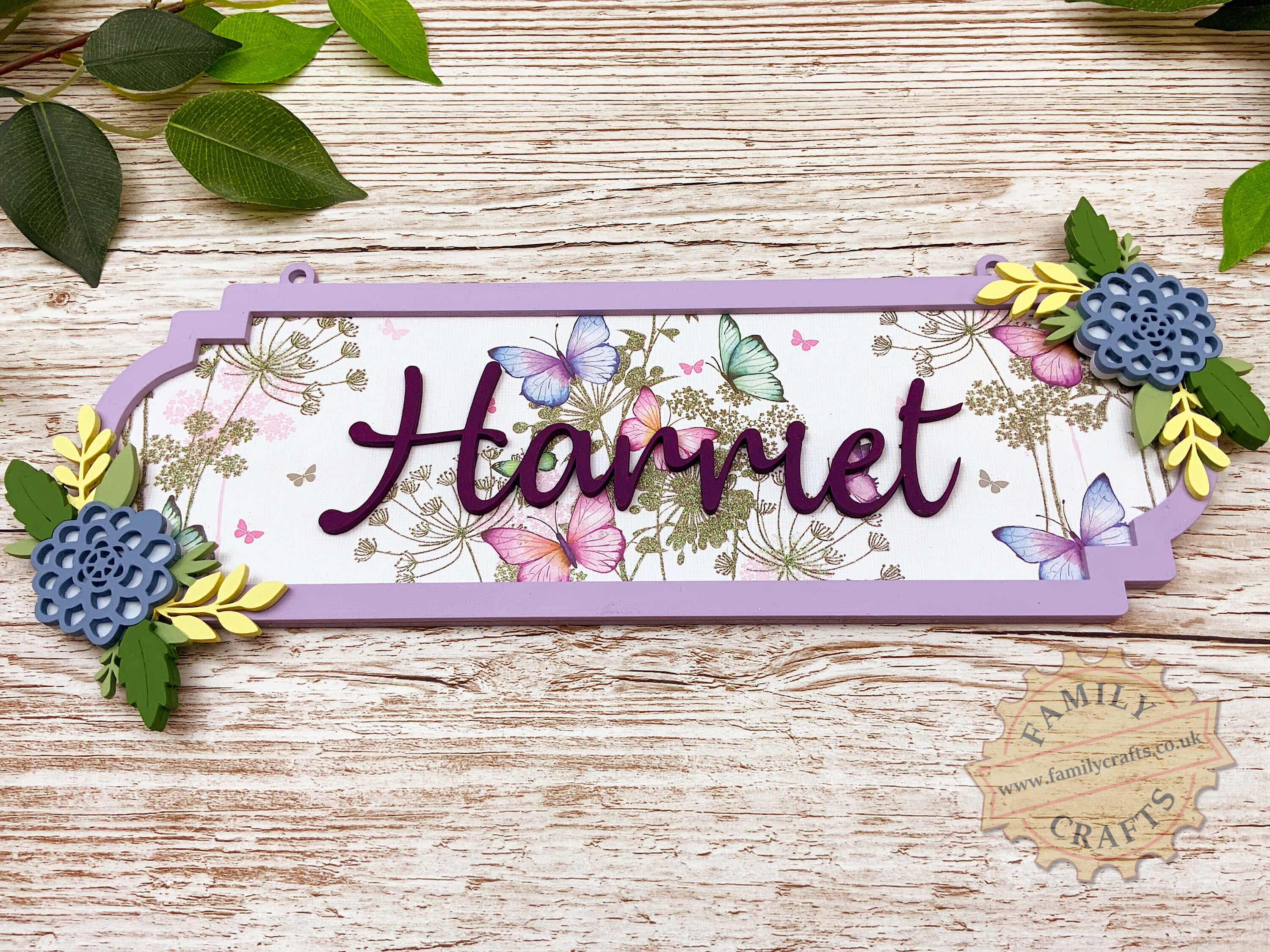 Hand Painted Personalised Floral Door Sign
