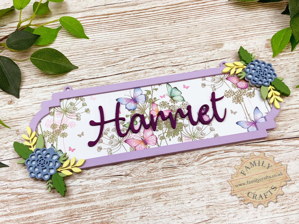 Hand Painted Floral Name Sign