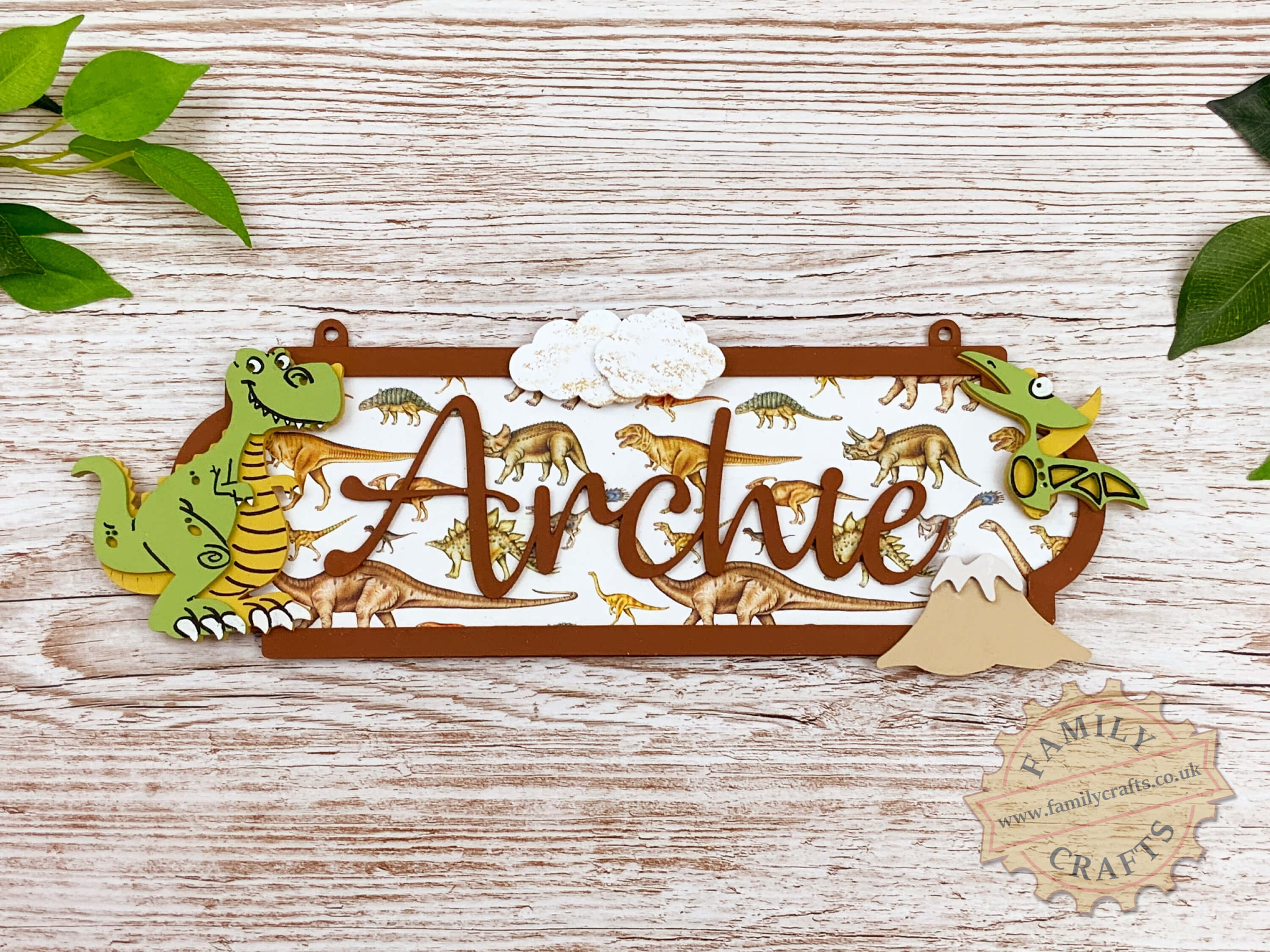 Hand Painted Dinosaur Themed Name Sign