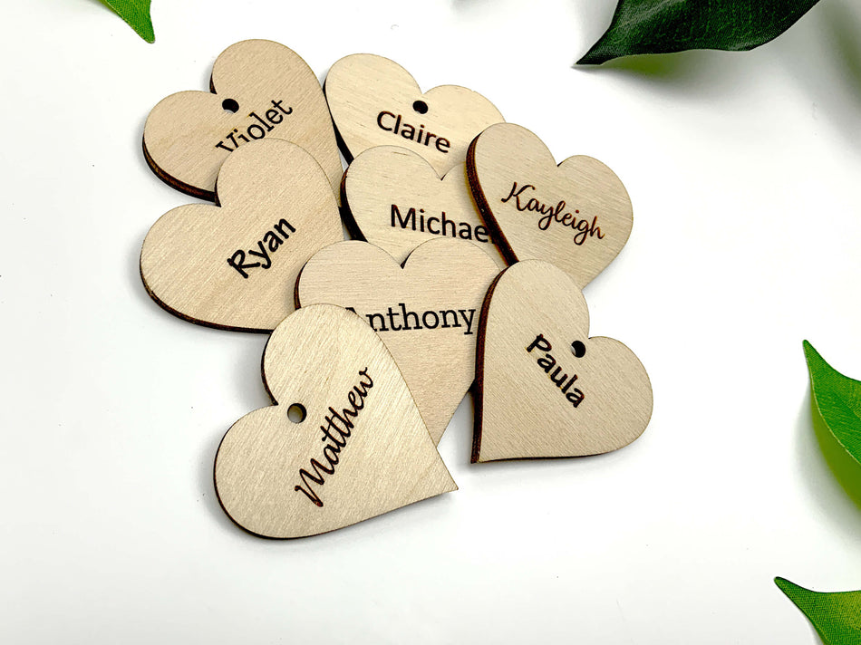 Engraved Wooden Hearts