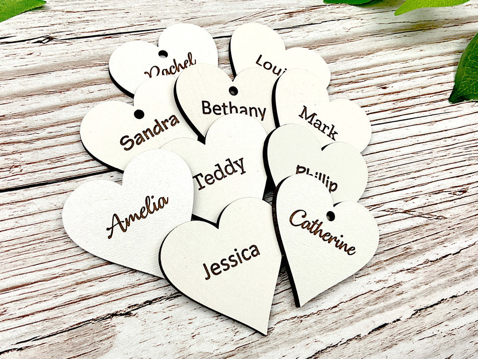 Engraved Wooden White MDF Hearts