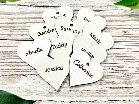 Engraved White MDF Hearts