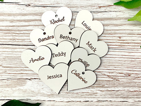 Personalised White MDF Hearts