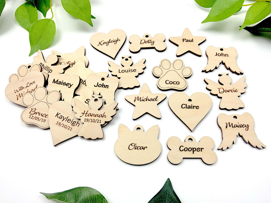 Engraved Wooden Plywood Hearts and Shapes