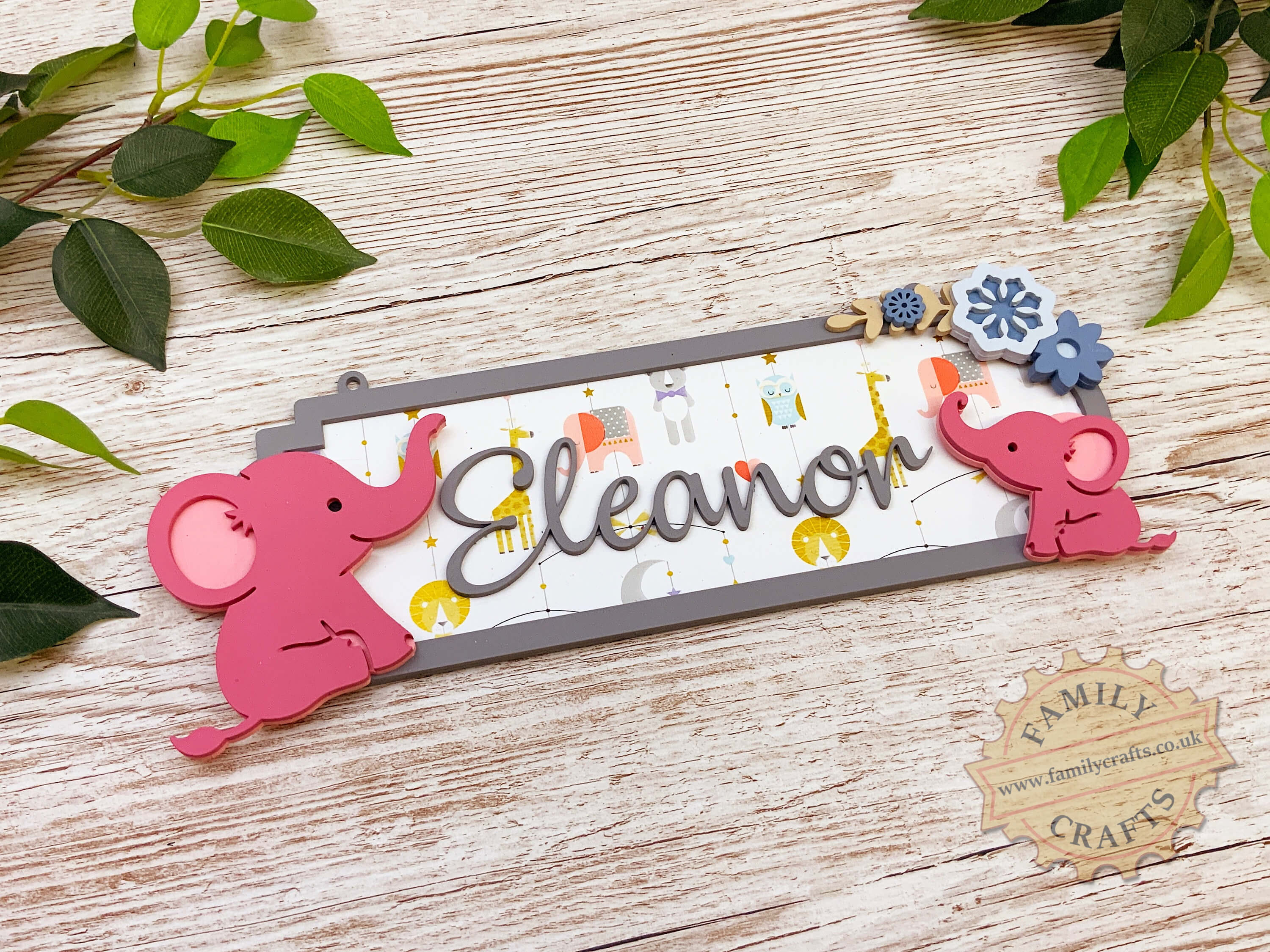 Hand Painted Elephant Name Sign