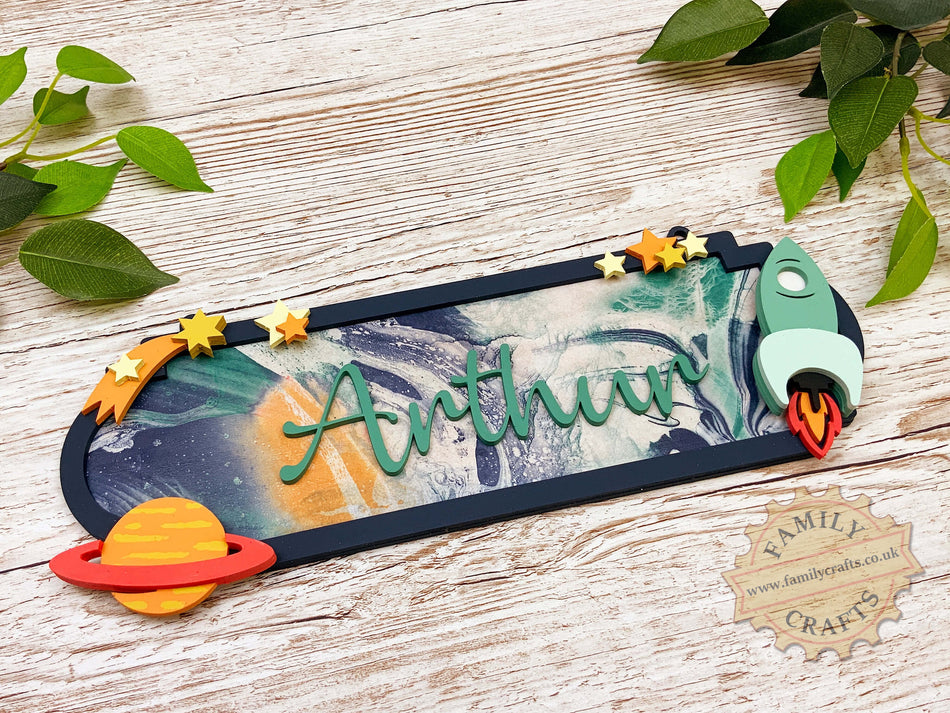 Hand Painted Space Themed Name Sign