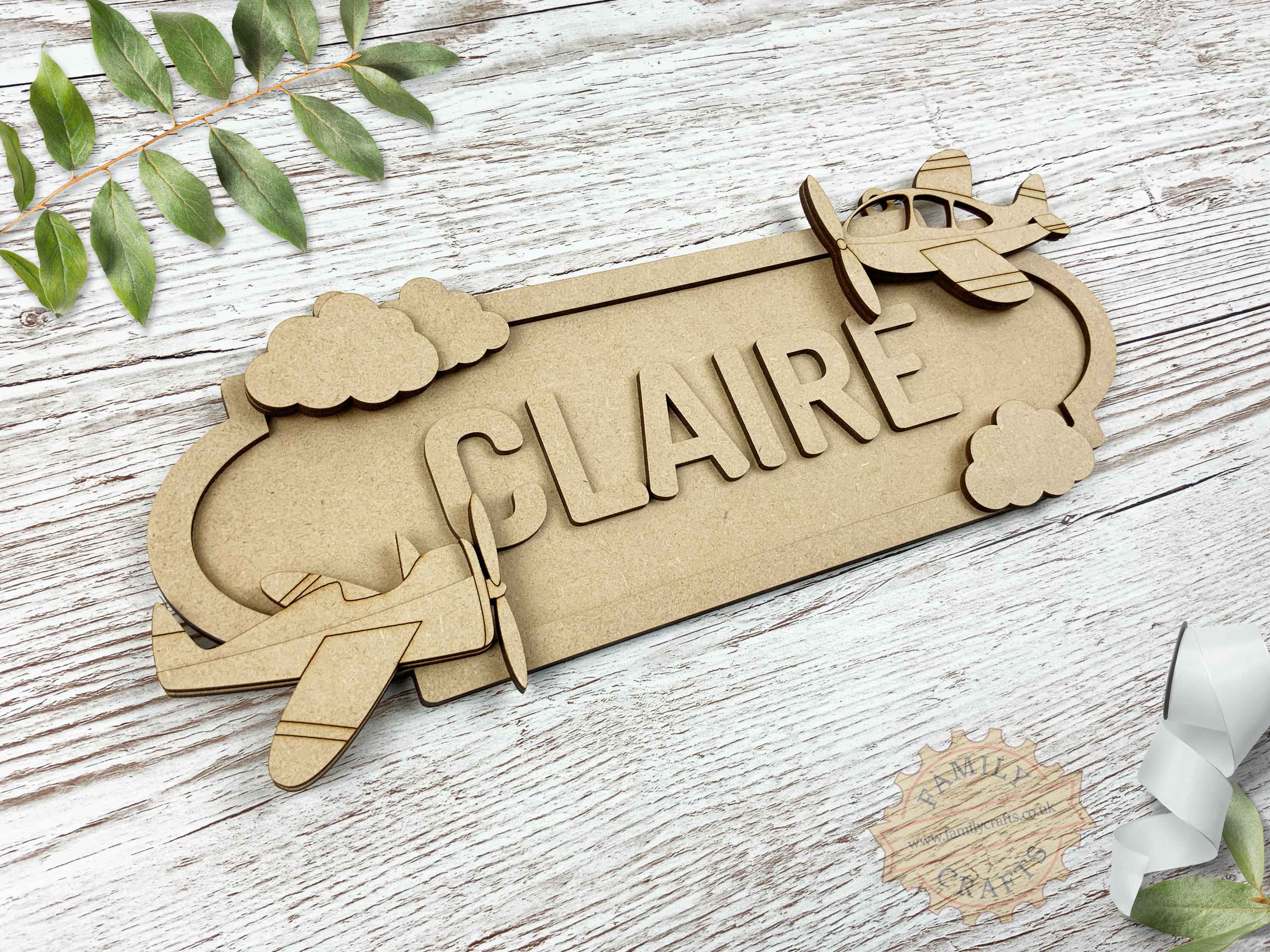 Personalised Plane Themed Name Sign