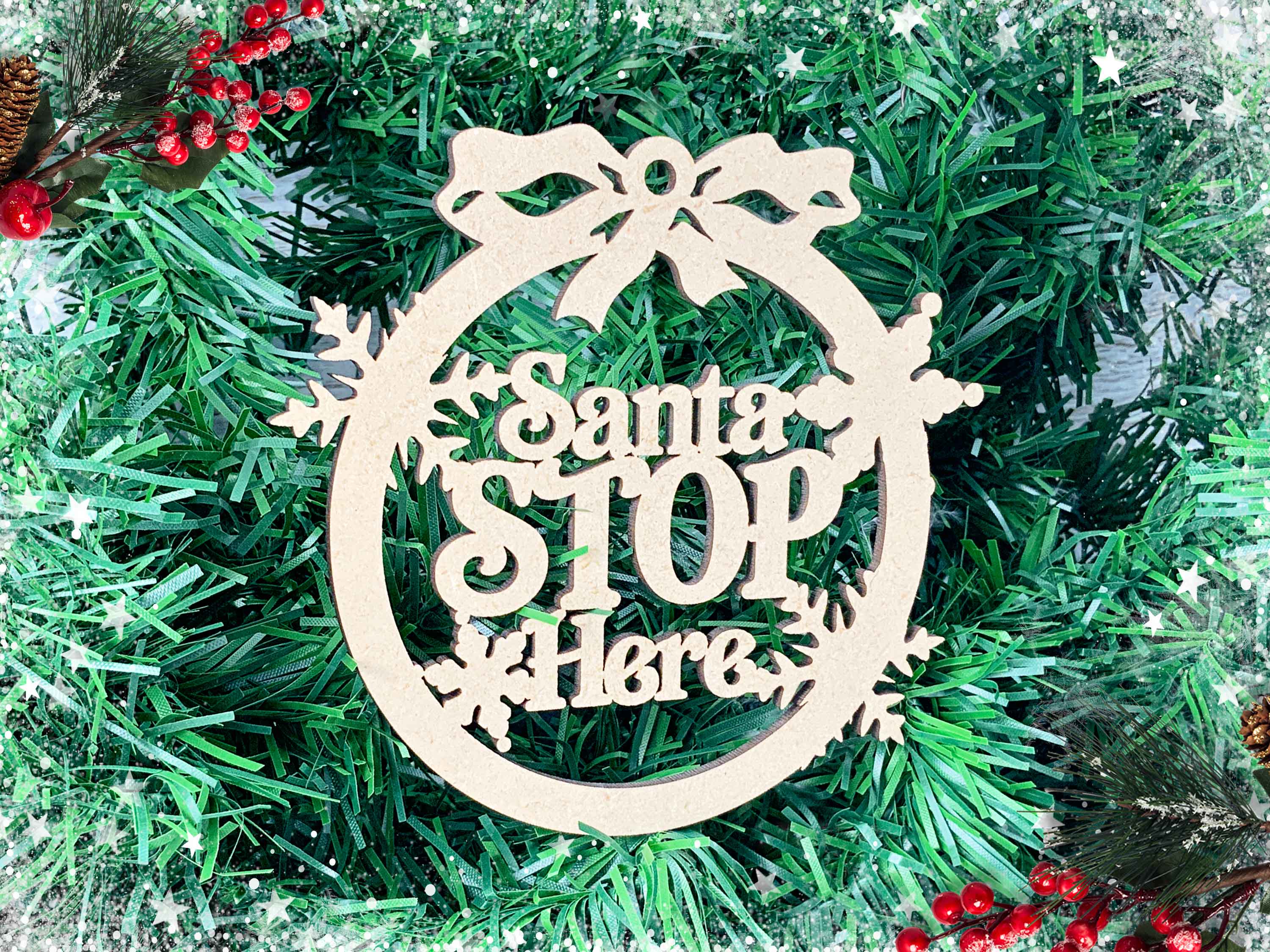 Santa Stop Here Christmas Bauble