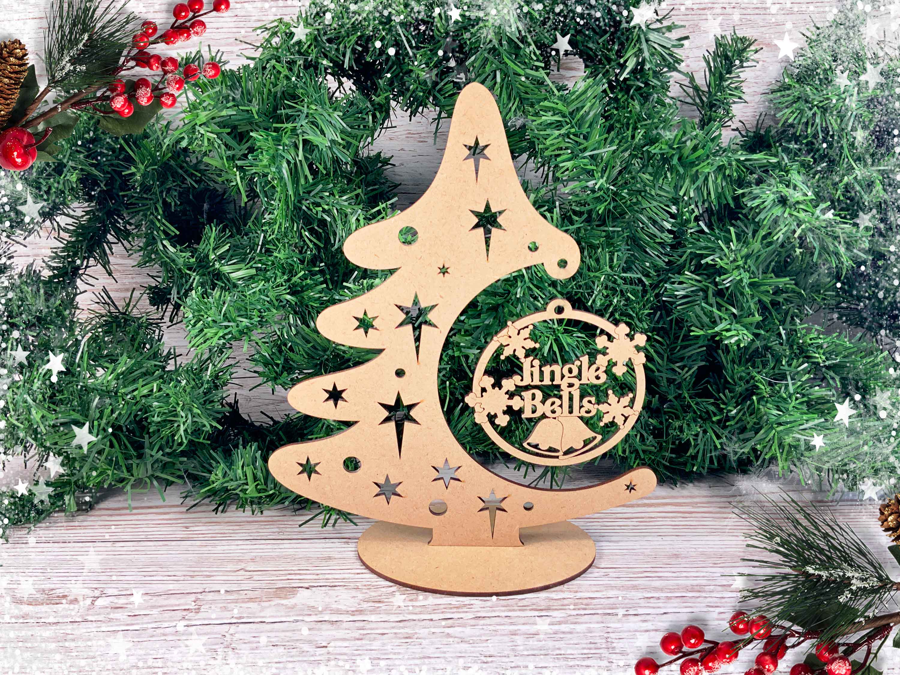 Freestanding Star Decor Christmas Bauble Tree