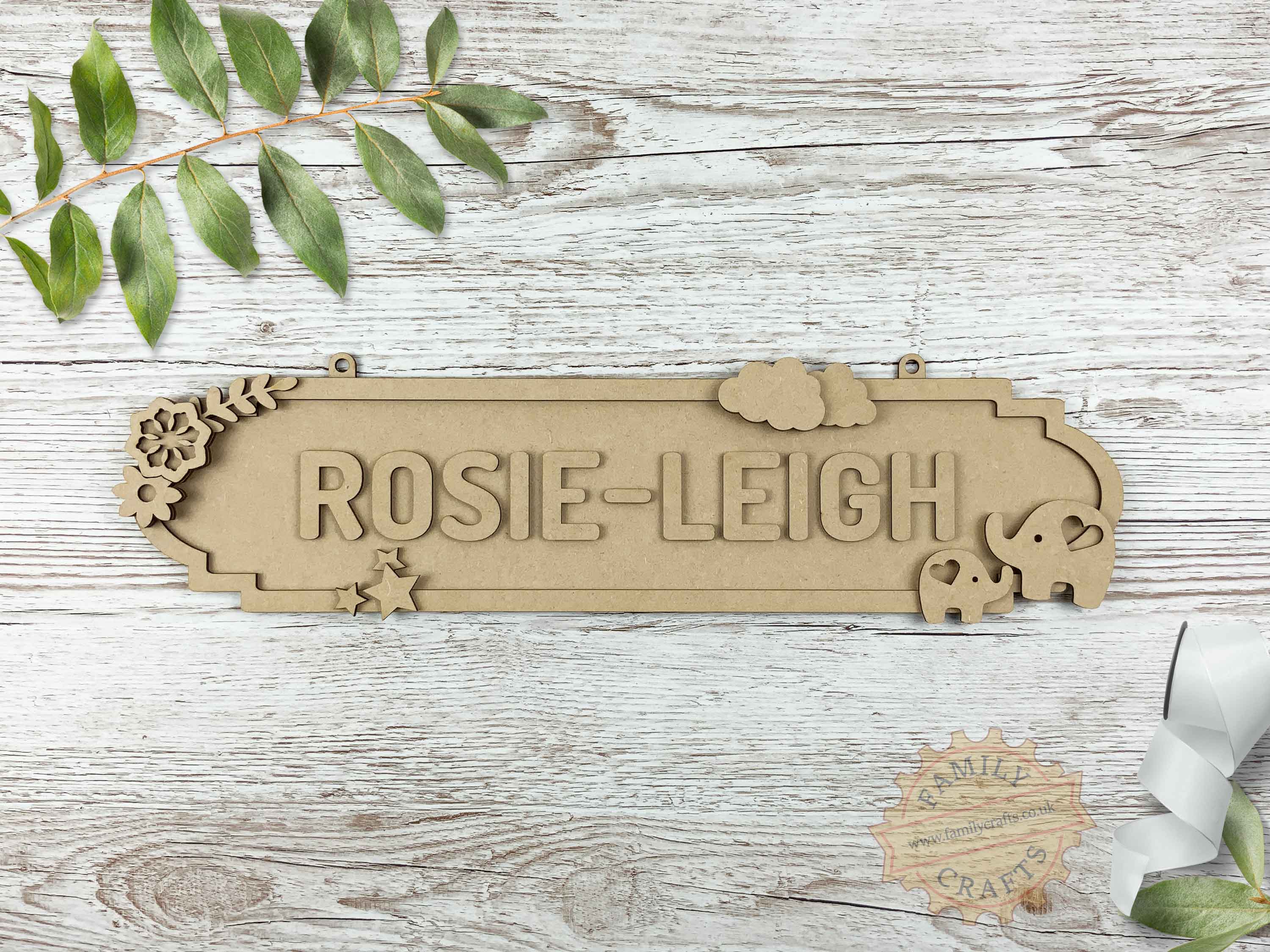 Personalised Elephant Themed Name Sign