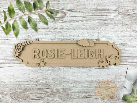 Personalised Elephant Themed Name Sign