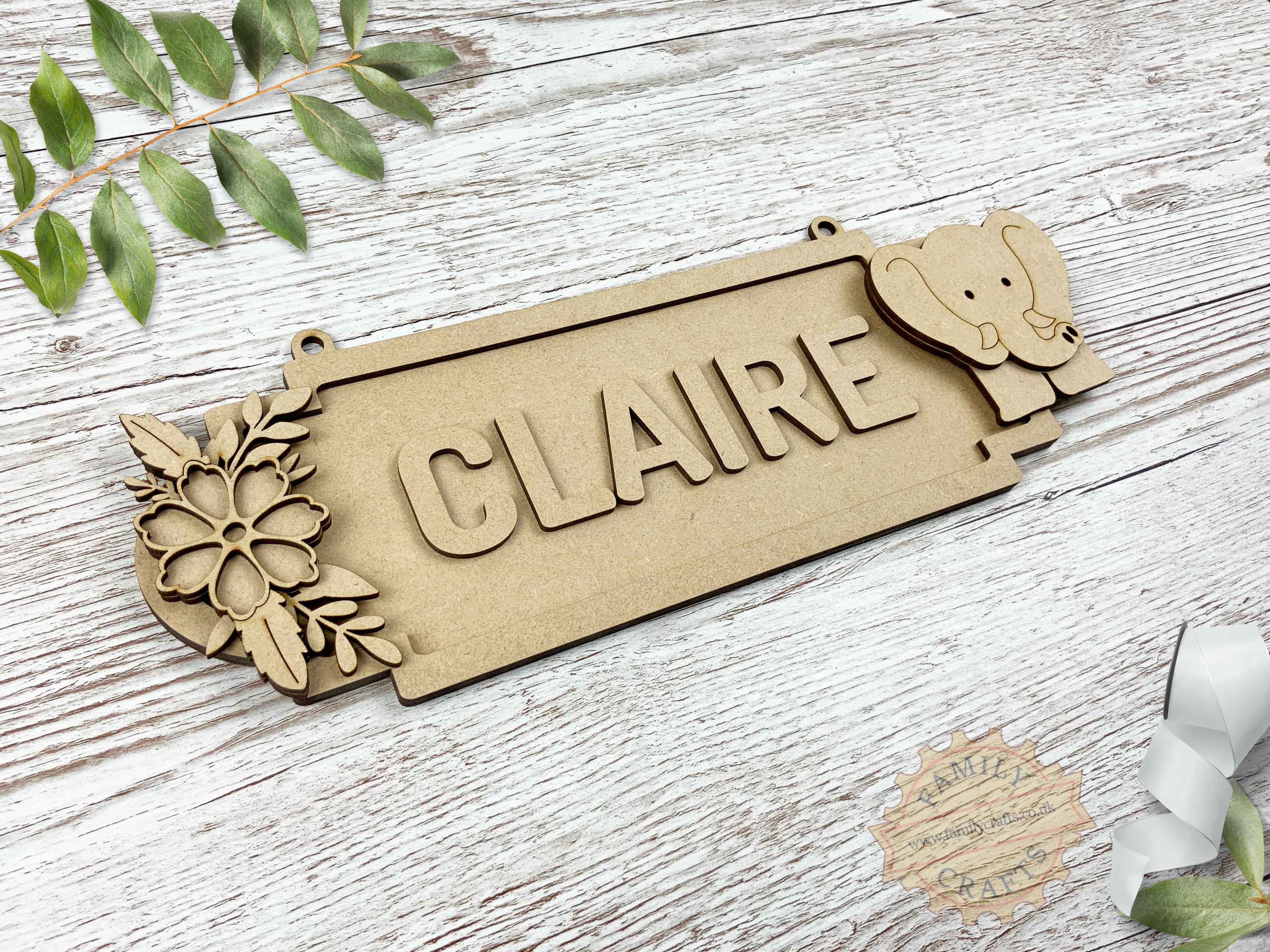 Personalised Elephant Safari Themed Door Sign