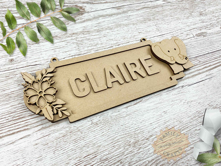 Personalised Elephant Safari Themed Door Sign
