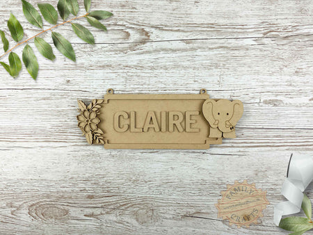 Custom Elephant Nursery Name Sign
