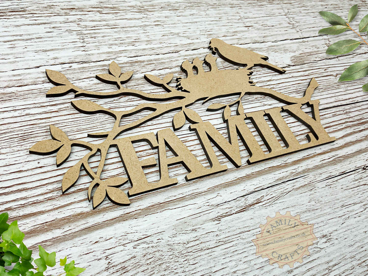 Wooden Branch with Family Word
