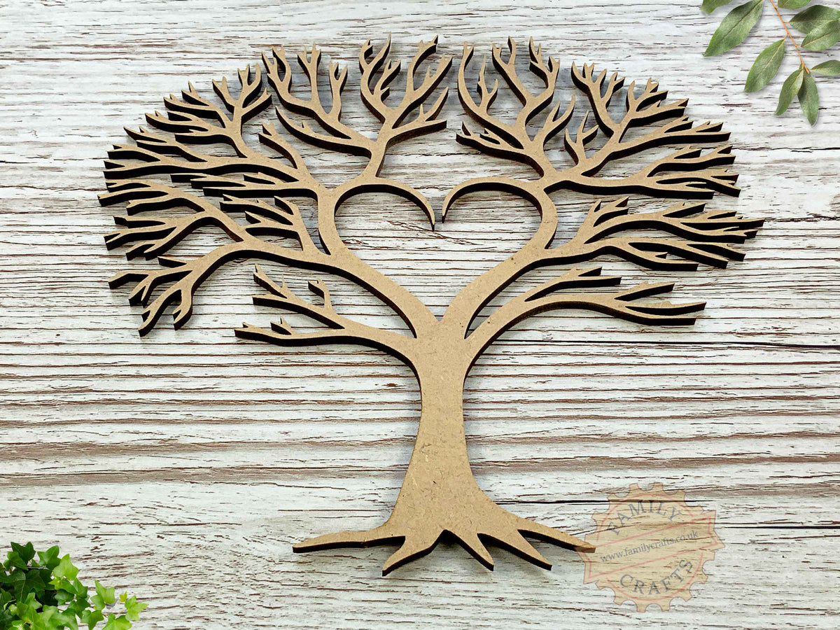 MDF Heart Branch Family Tree Craft Shape
