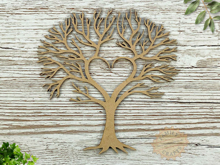 Wooden Heart Branch Family Tree Craft Shape
